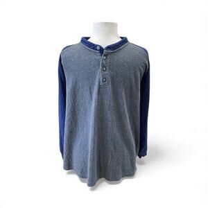 Cabelas Men’s Long Sleeve Cotton 2XL Henley Heavy Weight T-Shirt Blue/Gray